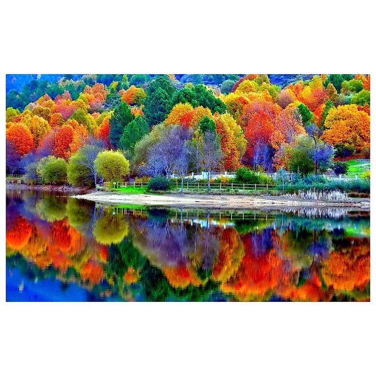 Colorful Forest Round Full Drill Diamond Painting 40X30CM(Canvas)-gbfke