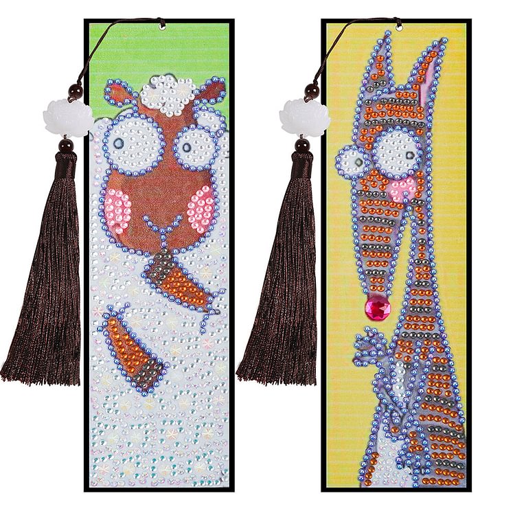 2pcs Special Shaped Drill Diamond Painting Leather Tassel Bookmark DIY Art gbfke