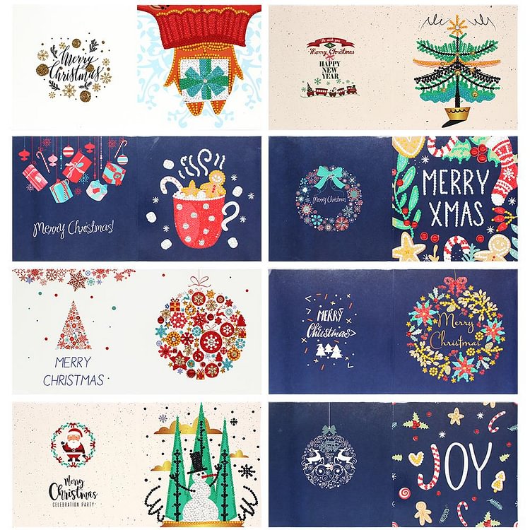 8pcs DIY Special Shaped Diamond Painting Cartoon Christmas Card Kids Gift-gbfke