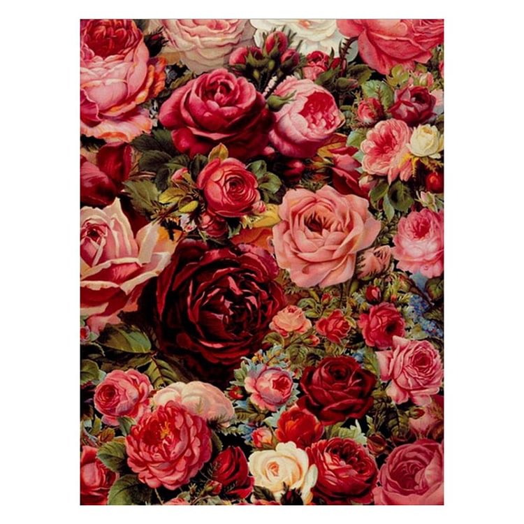 Rose Flowers Round Full Drill Diamond Painting 30X40CM(Canvas)-gbfke