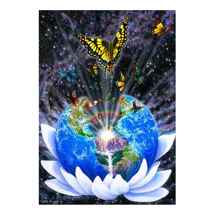 Global Butterfly Part Drill Diamond Painting 30X40CM(Canvas)-gbfke