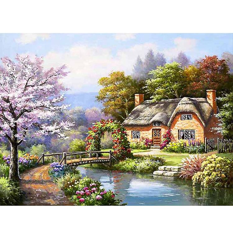 Village Scenery Landscape 50X40CM(Canvas) Full Square Drill Diamond Painting gbfke
