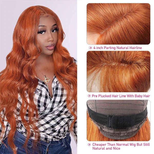 Eye-catching Wig丨10-28 Inches Ginger Body Wave Hair丨13×4×1 HD Lace Wig