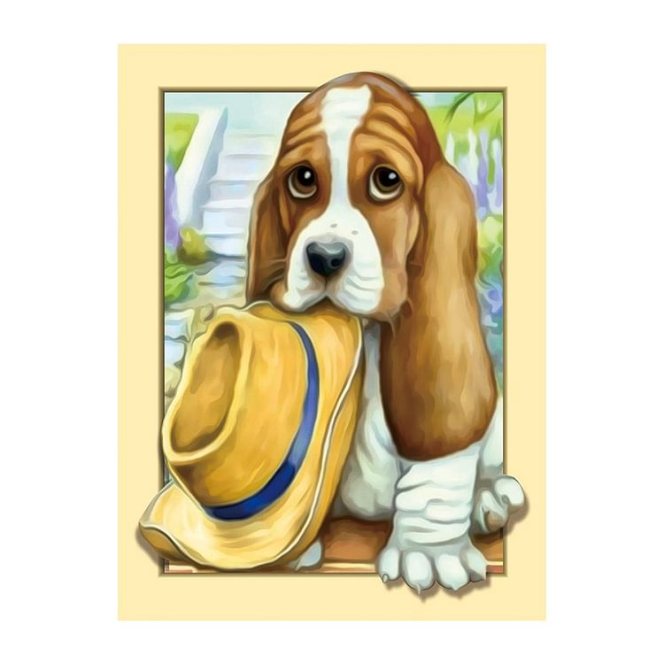 Animal Dog Round Drill Diamond Painting 35X45CM(Canvas)-gbfke