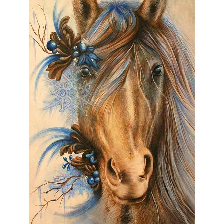Horse Head Round Full Drill Diamond Painting 40X30CM(Canvas)-gbfke