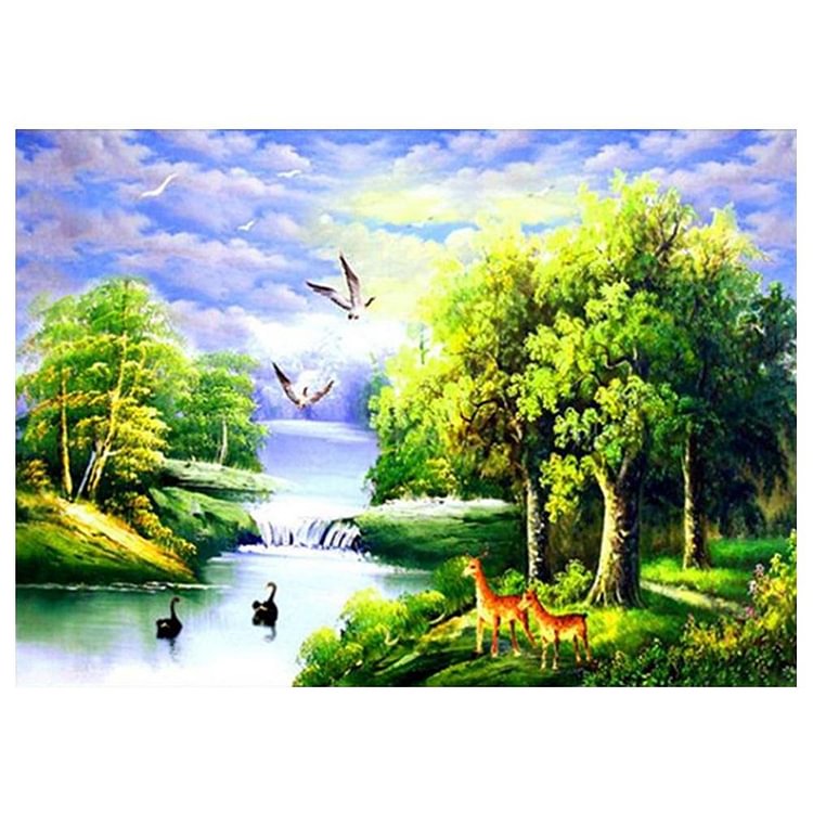 Landscape Round Full Drill Diamond Painting 40X30CM(Canvas)-gbfke