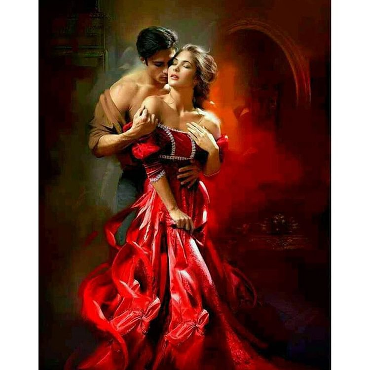Dancing Lovers Round Full Drill Diamond Painting 30X25CM(Canvas)-gbfke