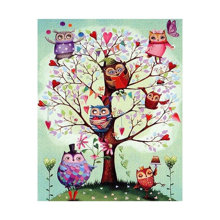 Tree Bird Round Full Drill Diamond Painting 30X40CM(Canvas)-gbfke
