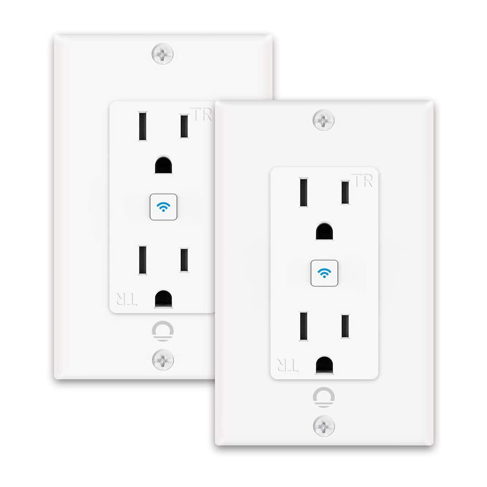Lumary Smart Wi-Fi In-Wall Outlet 15 Amp 125 Volt Tamper Resistant Split Duplex 
