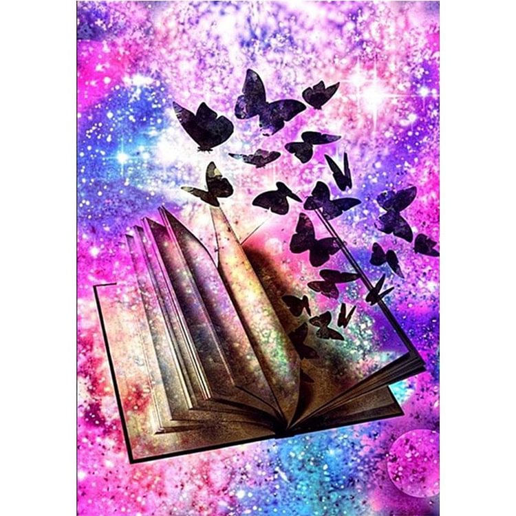 Coloured Dreamy Butterflies Book Round Part Drill Diamond Painting 40X30CM(Canvas)-gbfke