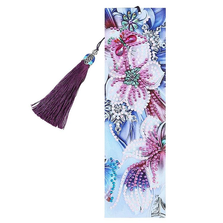 DIY Flower Special Shaped Diamond Painting Leather Tassel Bookmark Crafts-gbfke
