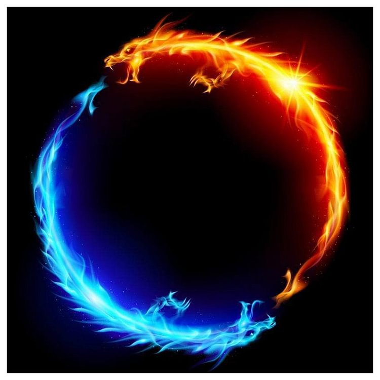 2-head Dragon Round Full Drill Diamond Painting 30X30CM(Canvas)-gbfke