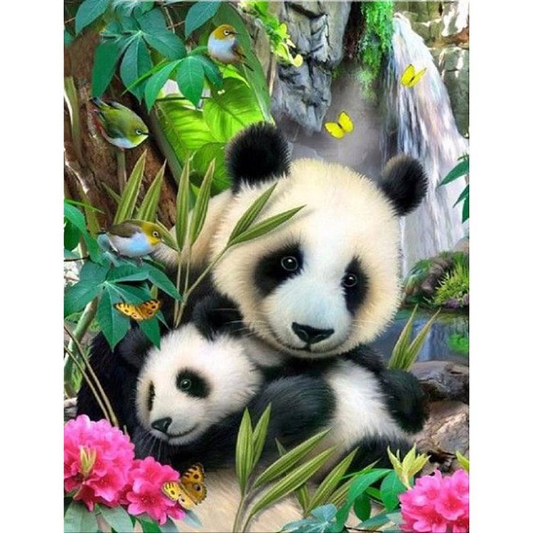 Panda Round Full Drill Diamond Painting 40X30CM(Canvas)-gbfke