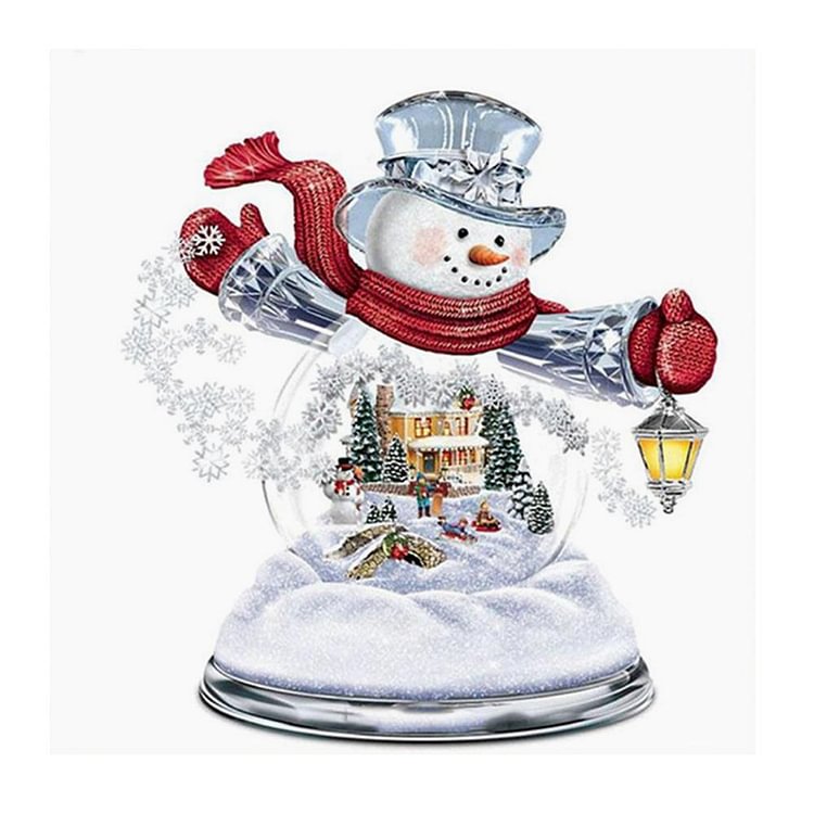 Christmas Snowman Xmas Round Drill Diamond Painting 30X30CM(Canvas)-gbfke