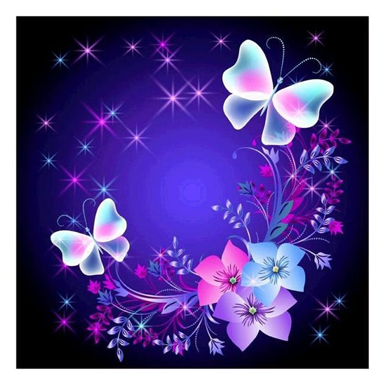 Butterfly Art Round Drill Diamond Painting 30X30CM(Canvas)-gbfke