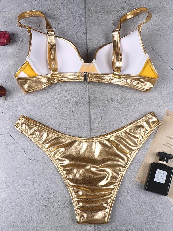 Sparkle Scrunch Spaghetti Neck Bikini Set