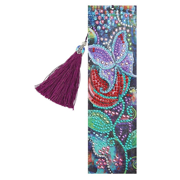 DIY Special Shaped Diamond Painting Leather Tassel Bookmark Creative Crafts-gbfke