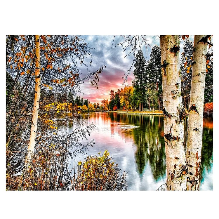 Forest Landscape Round Drill Diamond Painting 40X30CM(Canvas)-gbfke