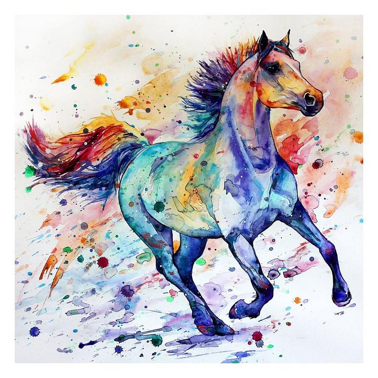 Colorful Horse Round Full Drill Diamond Painting 30X30CM(Canvas)-gbfke