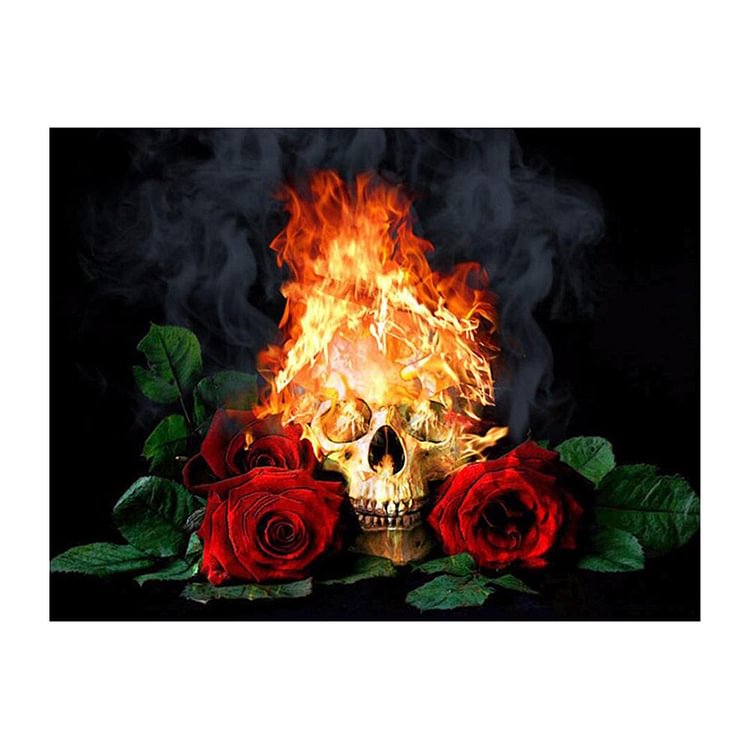 Fire Rose Round Full Drill Diamond Painting 40X30CM(Canvas)-gbfke