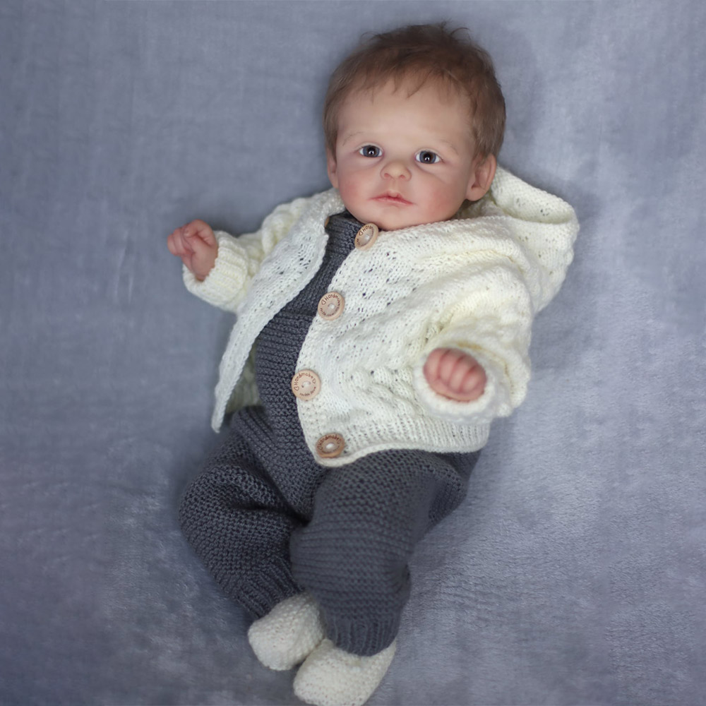 [New Series!] 17'' Lifelike Brown Hair Reborn Baby Girl Doll Gifts Eyes