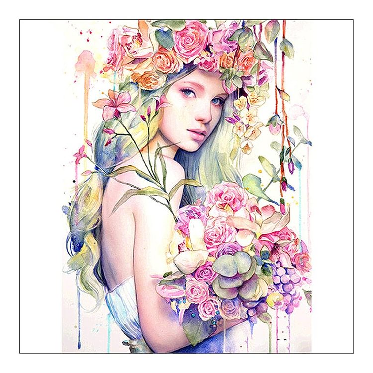Flowers Beauty Round Full Drill Diamond Painting 30X30CM(Canvas)-gbfke