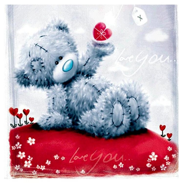 Heart Bear Round Drill Diamond Painting 30X30CM(Canvas)-gbfke