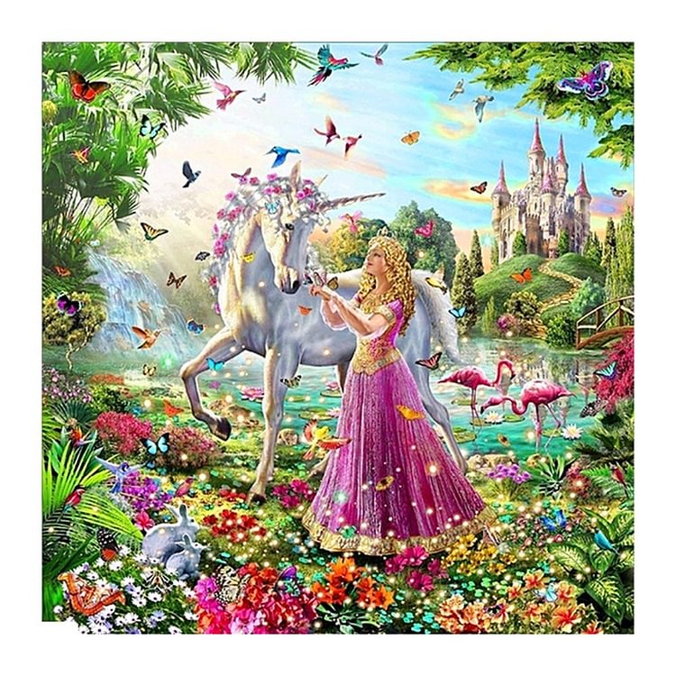 Horse Unicorn Round Full Drill Diamond Painting 30X30CM(Canvas)-gbfke