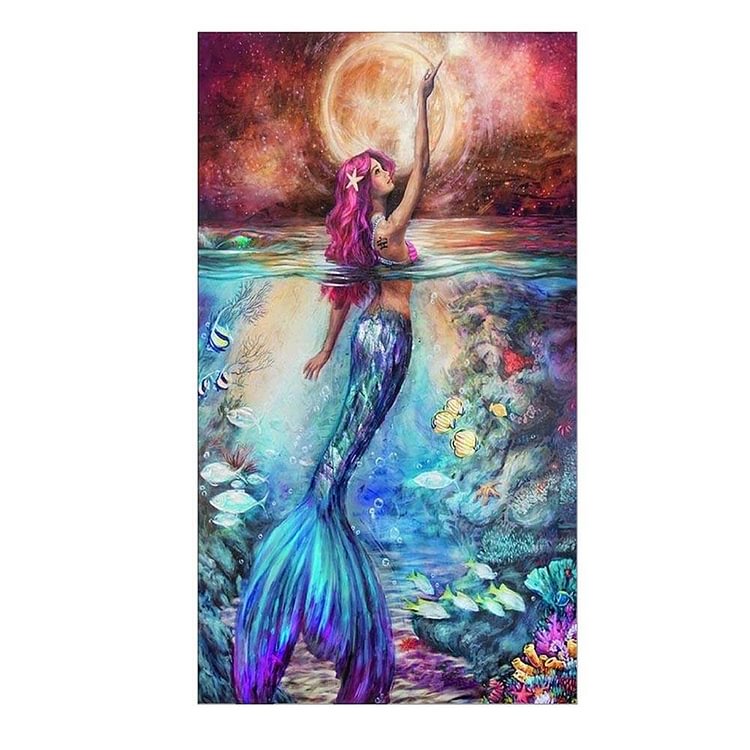 Sea-maid Bedroom Part Drill Diamond Painting 25X40CM(Canvas)-gbfke