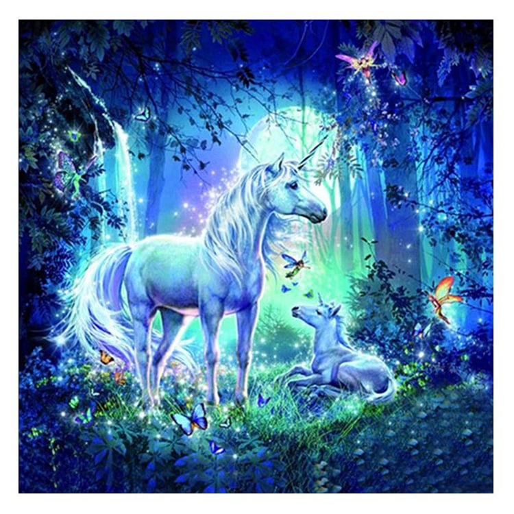 Animal Unicorn Partial Round Drill Diamond Painting 30X30CM(Canvas)-gbfke