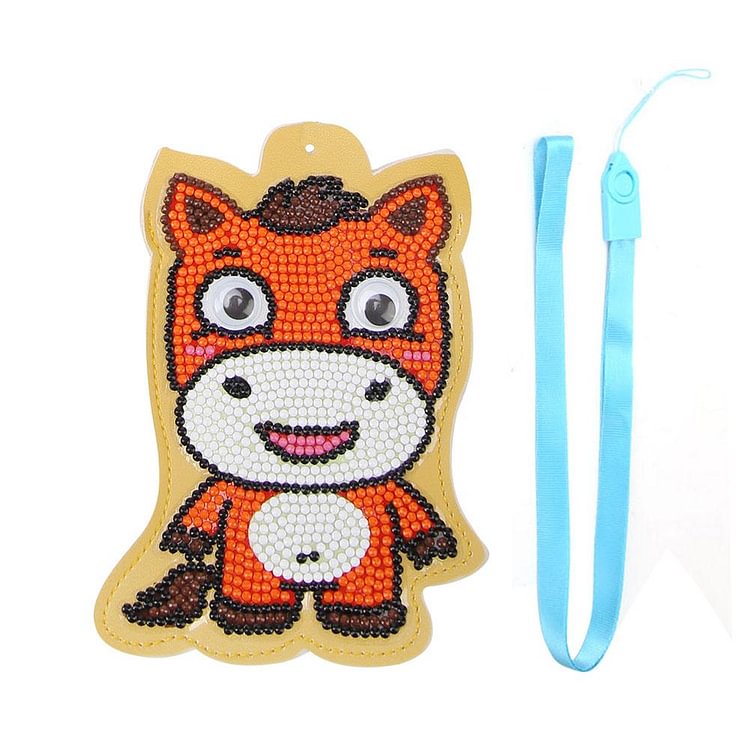 DIY Diamond Painting Leather Bus Card Hanging Bag ID Card Holder (Horse)-gbfke