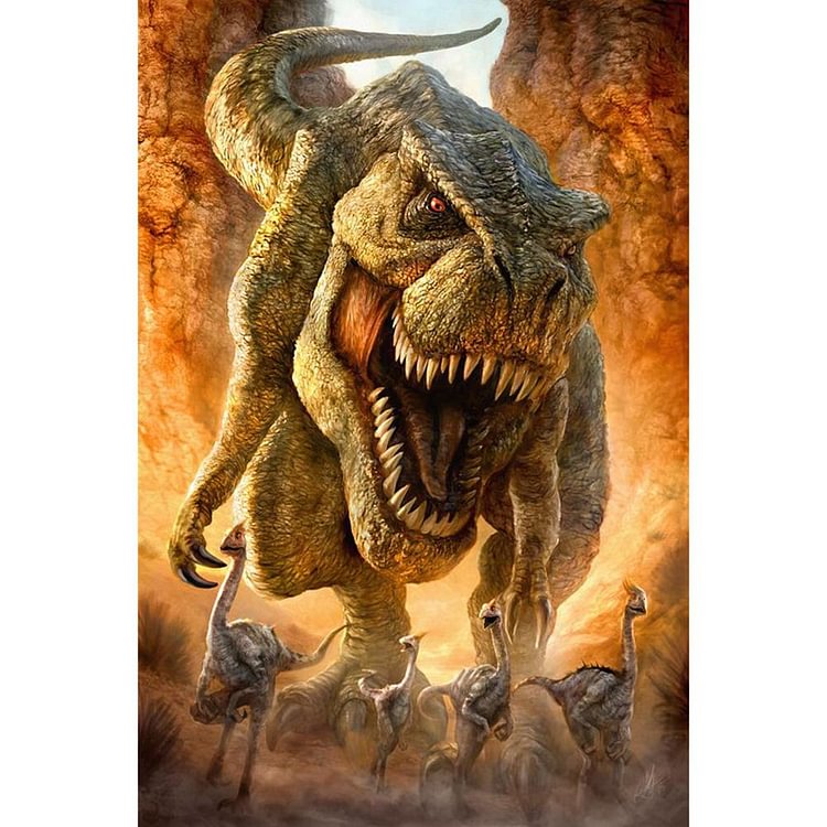 Dinosaur Round Full Drill Diamond Painting 40X30CM(Canvas)-gbfke