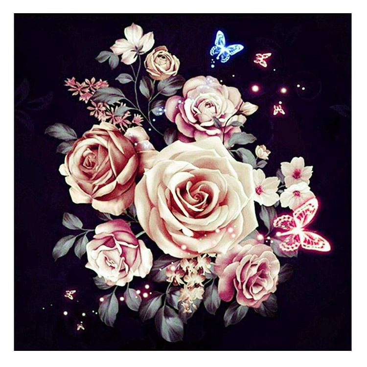 Rose Beige Round Drill Diamond Painting 30X30CM(Canvas)-gbfke