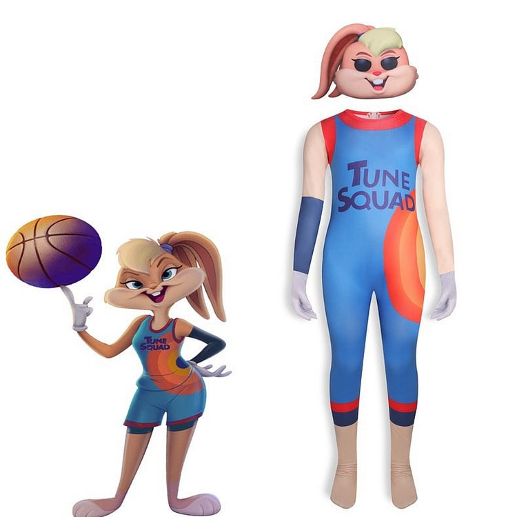 Mayoulove Space Jam Lola Bunny Cosplay Costume with Mask Boys Girls Bodysuit Halloween Fancy Jumpsuits-Mayoulove