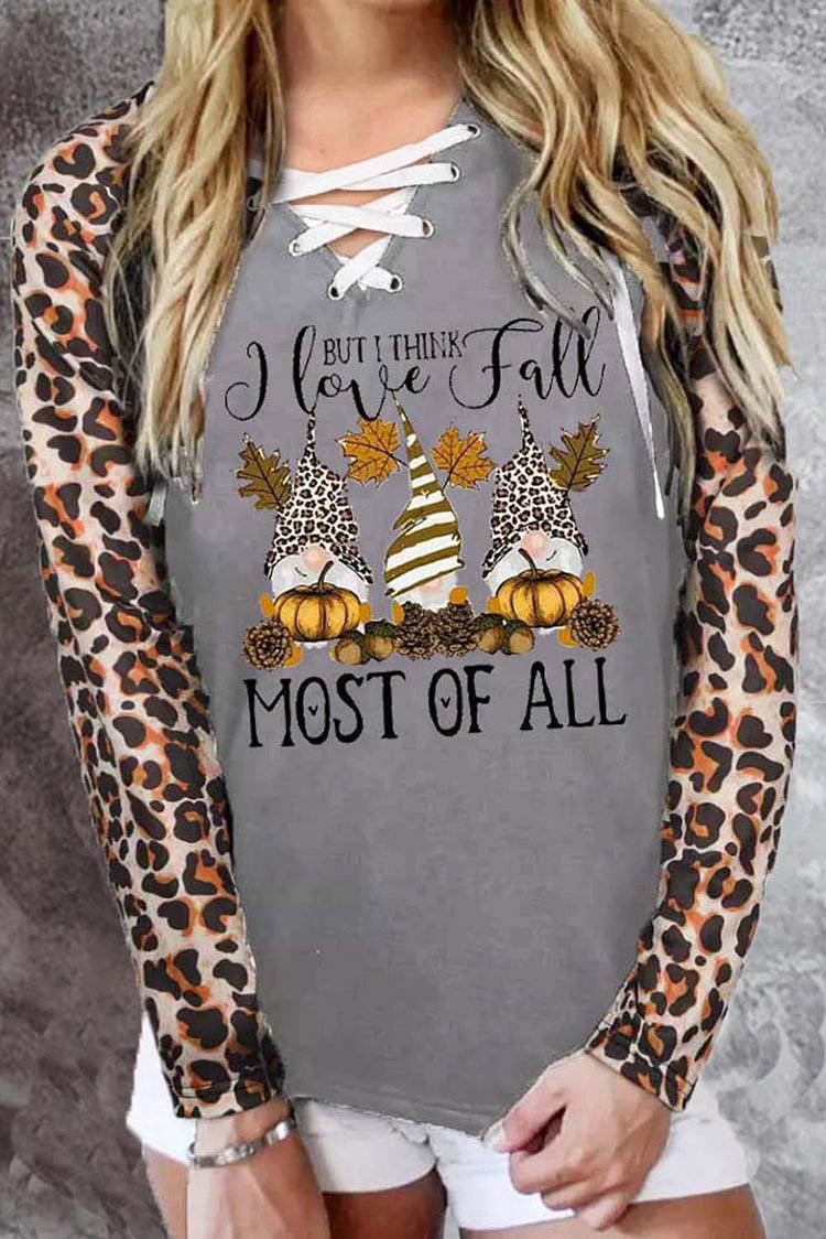 Women's Pullovers Leopard Cartoon Criss Cross Pullover-Mayoulove
