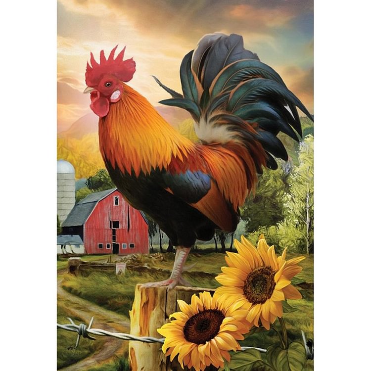 (Multi Size) Rooster Sunflower Round/Square Drill Diamond Painting
