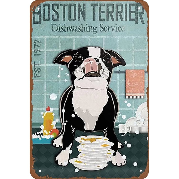 Boston Terrier Dog - Vintage Tin Signs