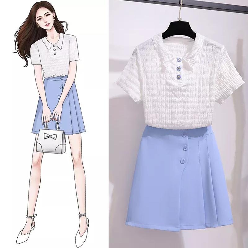Chic Knit Tee+Pleated Skirt P10749