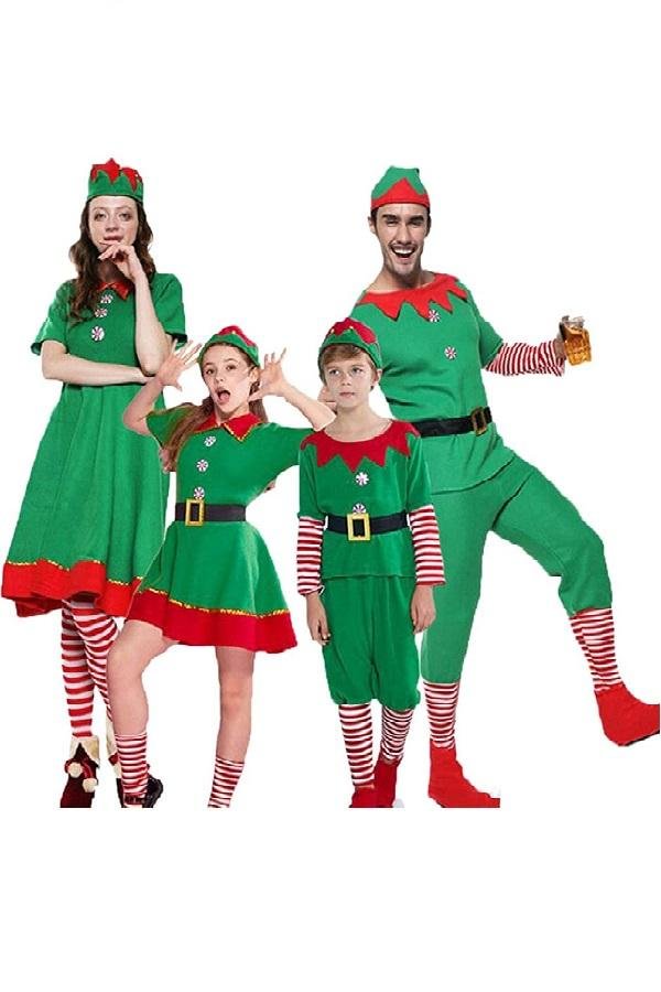 Christmas Family Elf Costume For Men Women and Kids