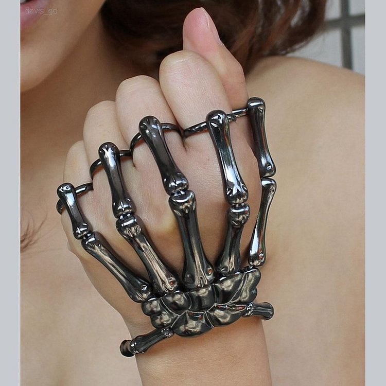 Metallic Skeleton Hand Bracelet-Mayoulove