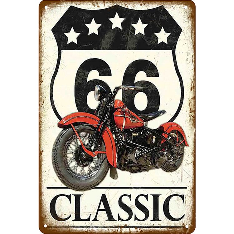 Route 66 Motorcycle - Vintage Tin Signs/Wooden Signs - 20x30cm & 30x40cm