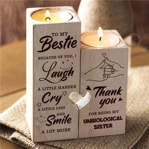 To My Bestie - Laugh A Little Harder, Cry A Little Less - Candle Holder Candlestick