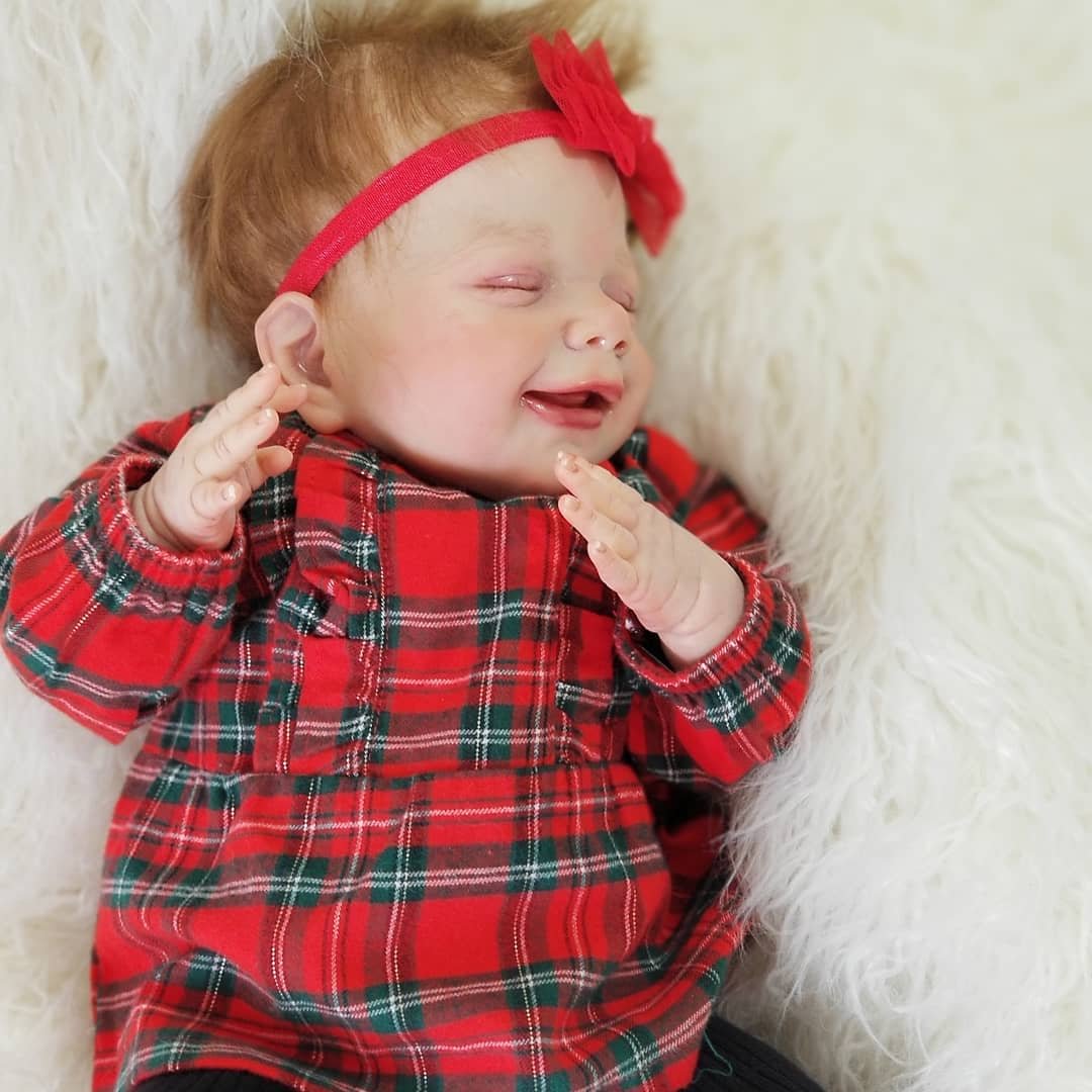 [Christmas Specials] 20"  Handmade Smile with  Eyes Closed Silicone Vinyl Reborn Baby  Girl Doll  Aileen