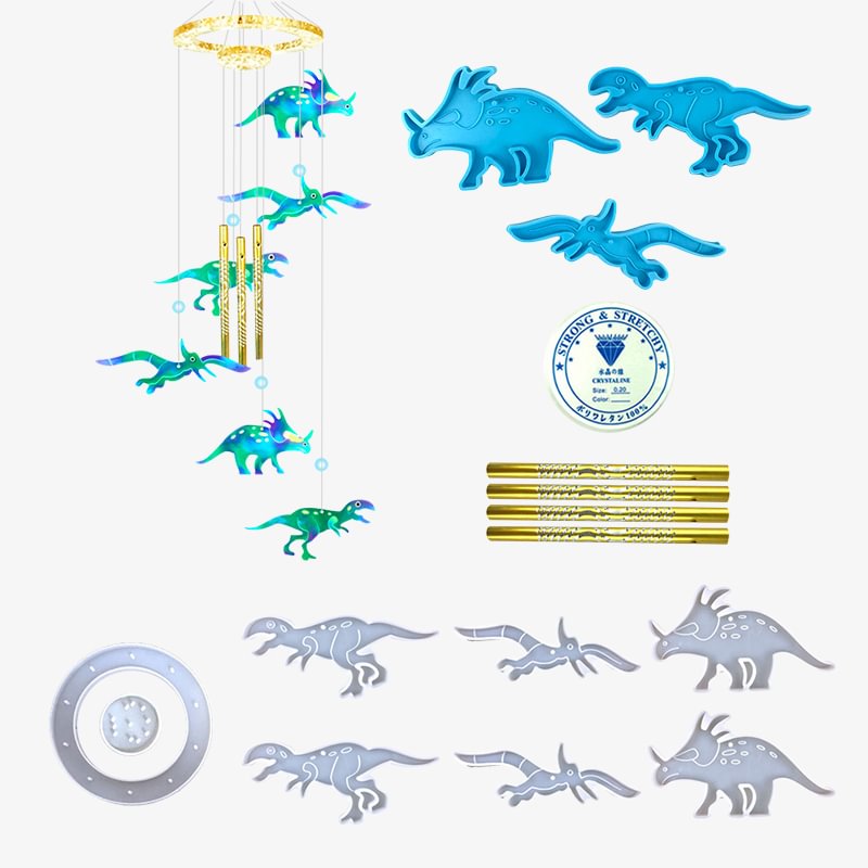 Dinosaur Wind Chime Resin Casting Mold with Material Package