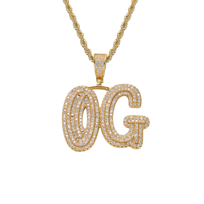 Custom Name Iced Out Letters Pendant Personalized Necklace-VESSFUL
