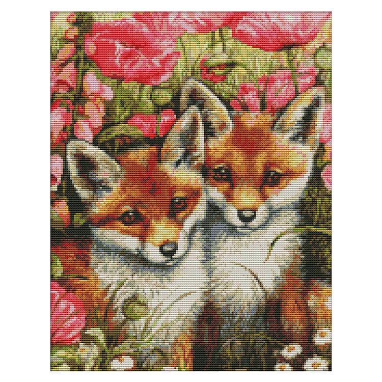 Two Foxes-11Ct Stamped Cross Stitch-45*55CM