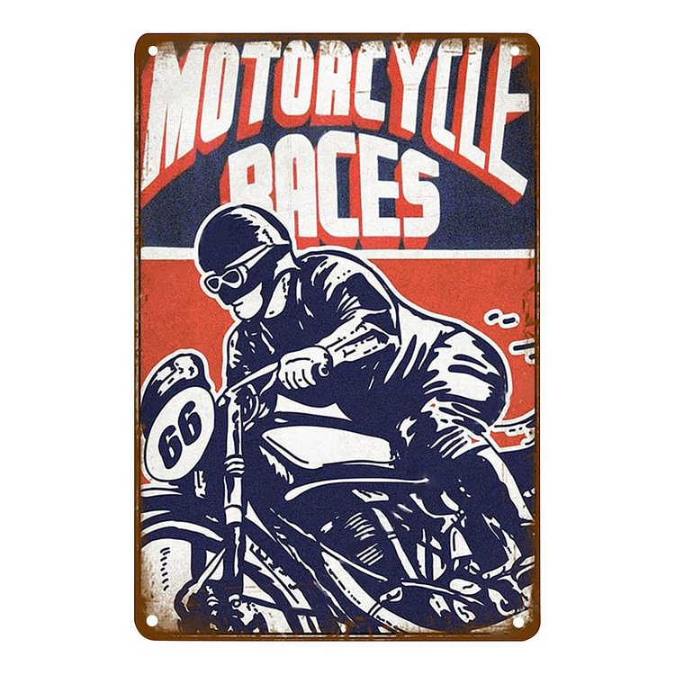 Motorcycle Races 66 - Vintage Tin Signs