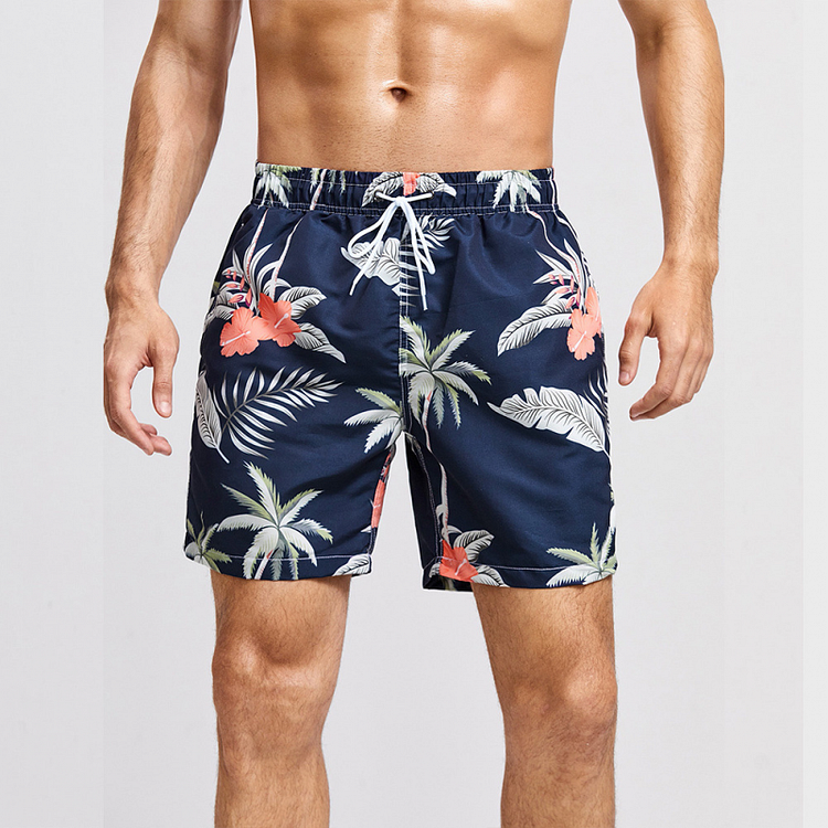 Coconut Pattern Loose Double-layer Casual Men's Beach Shorts
