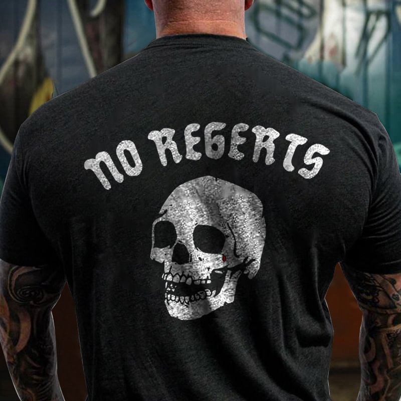 No Regerts Skull Men's Basic T-shirt - Krazyskull