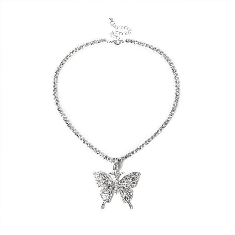 Zaneta Crystal Butterfly Necklace-Mayoulove